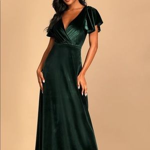 Brand new green velvet dress with flutter sleeves